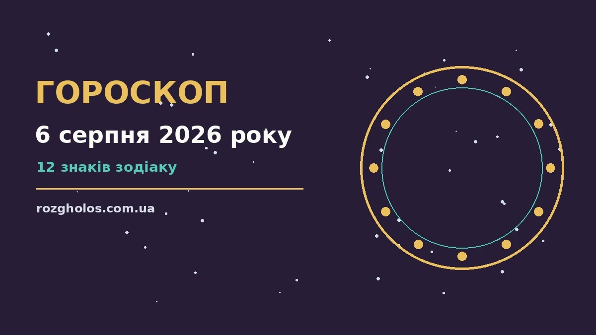 Зоряний гороскоп на 6 серпня 2026 року з символами дванадцяти знаків зодіаку